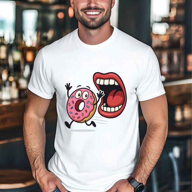 Funny Donut Cartoon läuft von Mund T-Shirt (Von Creator hochgeladen)