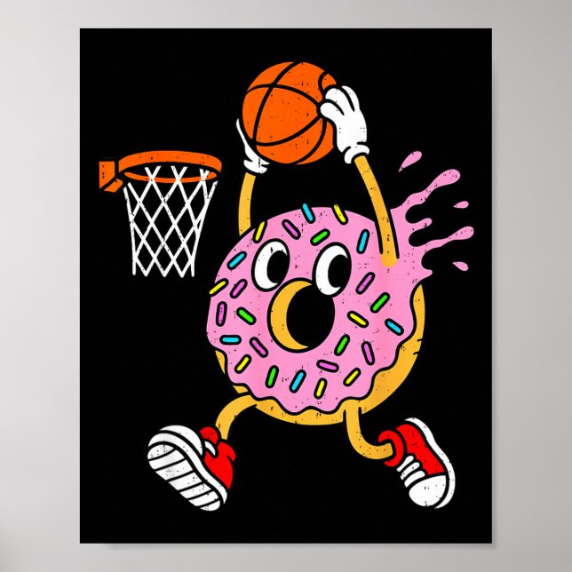 Funny Donut Dunking Basketball Doughnut Food Champ Poster (Vorne)