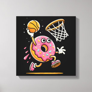 Funny Donut Dunking Basketball Food Champ Sports D Leinwanddruck