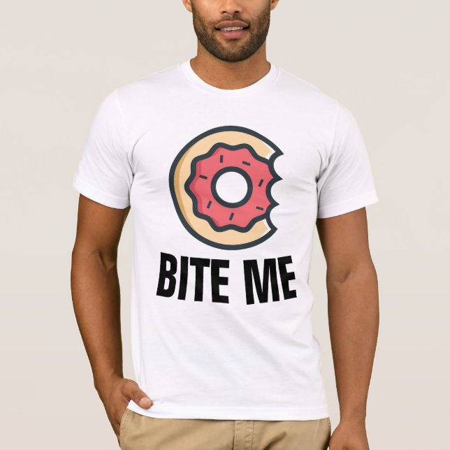 Funny Donut T - Shirt, BITE MICH T-Shirt (Vorderseite)