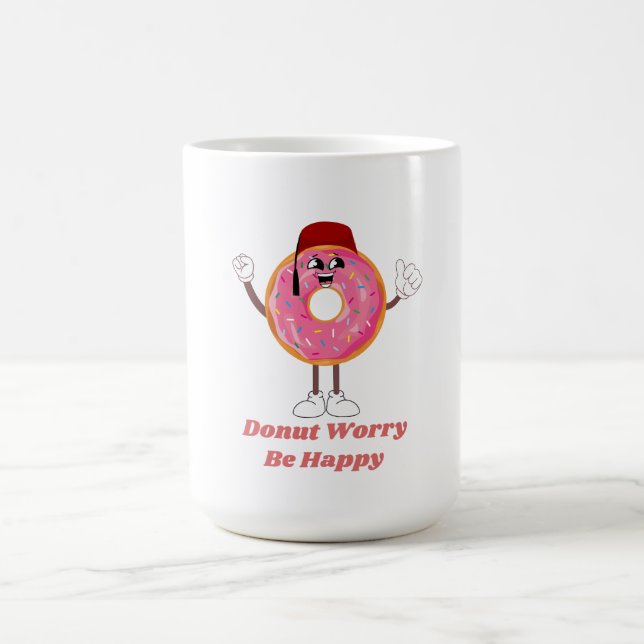 Funny Donut T-Shirt – Donut Worry Be Happy Gift Kaffeetasse (Mittel)