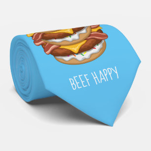 Funny Donut Worry Beef Happy Bacon Cheeseburger Krawatte