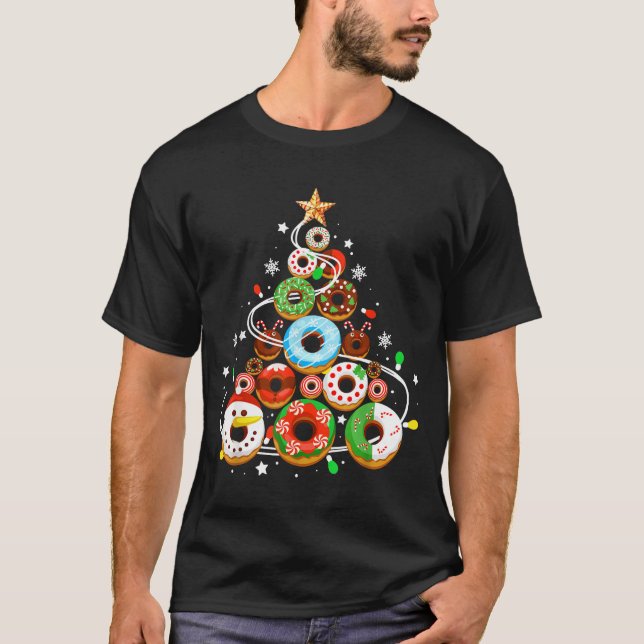 Funny Donuts Christmas Tree Lights Xmas Pjs Boys K T-Shirt (Vorderseite)