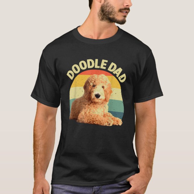 Funny Doodle Dad Art For Men Papa Daddy Goldendood T-Shirt (Vorderseite)