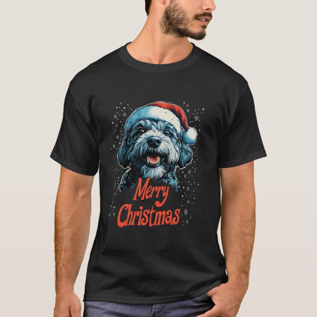 Funny Doodle Santa Merry Weihnachten Goldendoodle  T-Shirt (Vorderseite)