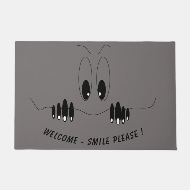 Funny Doormat mit Neugier Augen - Lächeln Fußmatte (Vorderseite)