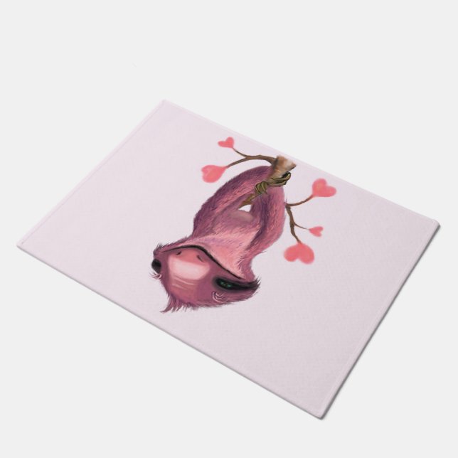 Funny Doormat mit Playful Sloth - Lächeln Fußmatte (Schrägansicht)