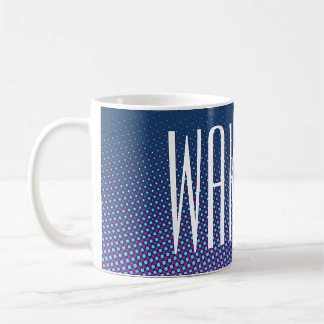 Funny Dots Pattern blau pink + Ihr Text Tasse (Links)