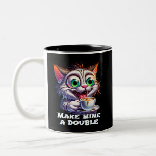 Funny Double Espresso Cat Zweifarbige Tasse