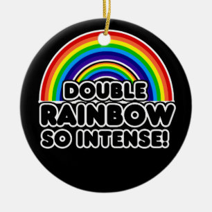 Funny Double Rainbow OMG Keramikornament