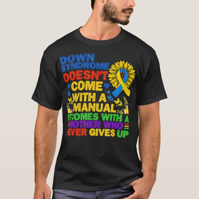 Funny-Down-Syndrom Gelb- und Blauer Schleimfluss T-Shirt (Vorderseite)