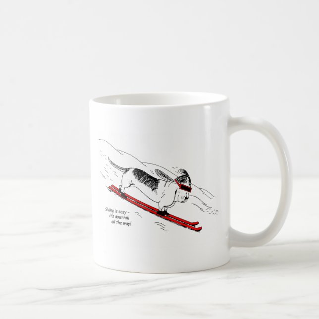 Funny Downhill Skiing Hunde Tasse (Rechts)