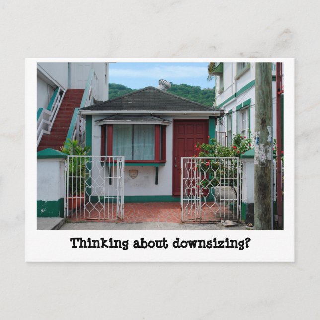 Funny Downsizing Real Anwesen Marketing Postkarte (Vorderseite)