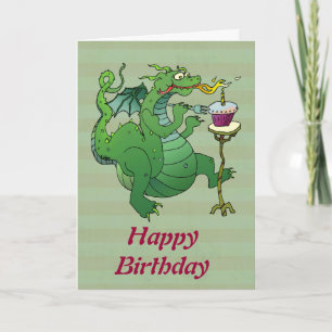 Funny Dragon bläst Birthday Candles Karte