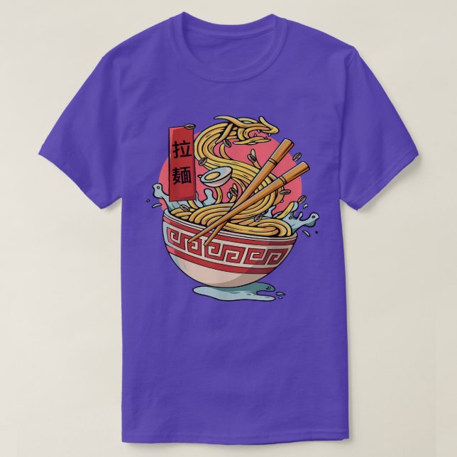 Funny Dragon Kaiju Ramen Japan Noodle Food T-Shirt (Design vorne)