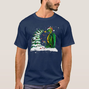 Funny Dragon Weihnachtsbaum Lichter Hat Santa Paja T-Shirt
