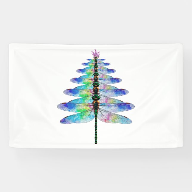 Funny Dragonfly Weihnachtsbaum Banner (Horizontal)