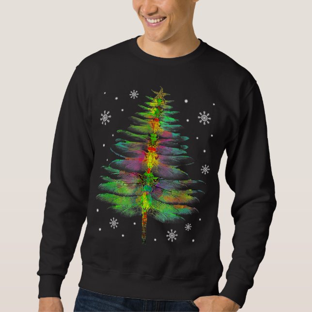Funny Dragonfly Weihnachtsbaum Holiday Sweatshirt (Vorderseite)