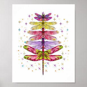 Funny Dragonfly Weihnachtsbaum Poster