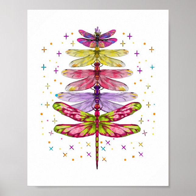 Funny Dragonfly Weihnachtsbaum Poster (Vorne)