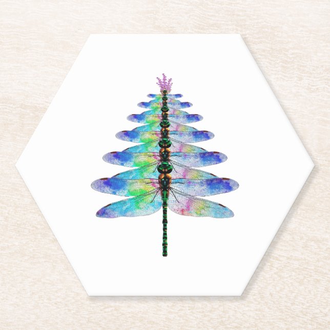 Funny Dragonfly Weihnachtsbaum Untersetzer (Vorderseite)