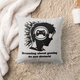 Funny Dreaming Gamer fügt Text hinzu Kissen