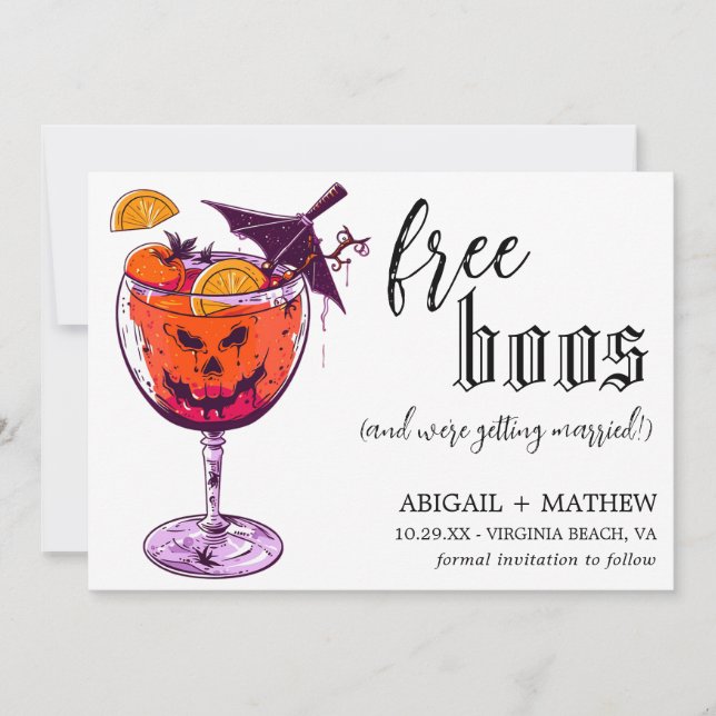 Funny Drink Free Boos Foto Halloween Hochzeit Save The Date (Vorderseite)