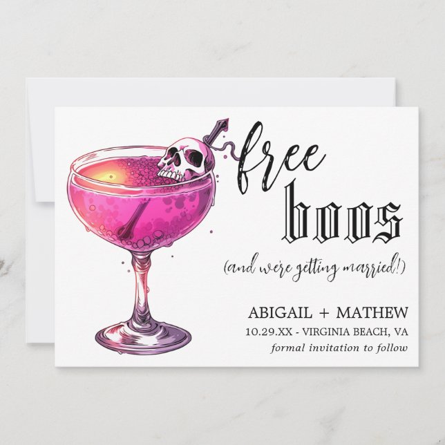 Funny Drink Free Boos Foto Halloween Hochzeit Save The Date (Vorderseite)