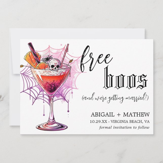 Funny Drink Free Boos Foto Halloween Hochzeit Save The Date (Vorderseite)