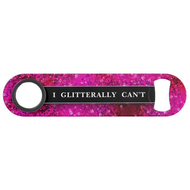 Funny Drink Joke Hot Pink Glitzer Monogram Name Speed Flaschenöffner (Vorderseite (Horizontal))