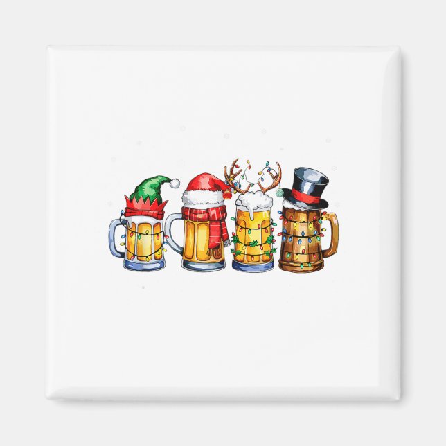 Funny Drinking Christmas Santa Beer Christmas Ligh Magnet (Vorne)