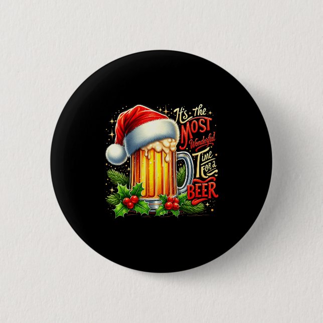 Funny Drinking Christmas Santa Beer Lovers Trend N Button (Vorderseite)