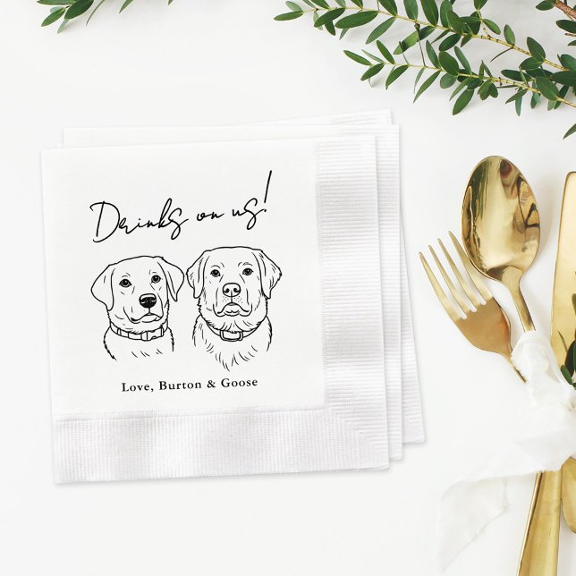 Funny Drinks on Us Two Dog Wedding Serviette (Von Creator hochgeladen)