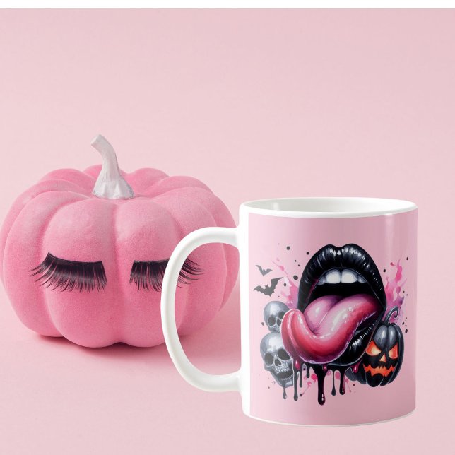 Funny Drip Lip Halloween Spooky Pink Kaffeetasse (Von Creator hochgeladen)
