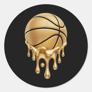 Funny Driving Gold Basketball Liebhaber Tropfen Ba Runder Aufkleber
