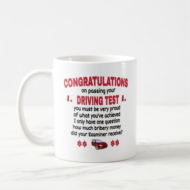 Funny Driving Test Novelty Kaffeetasse (Links)