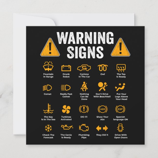 Funny Driving Warning Signs 101 Auto Mechanic Gift (Vorderseite)