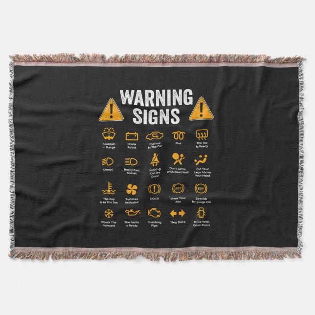 Funny Driving Warning Signs 101 Auto Mechanic Gift Decke (Vorderseite)