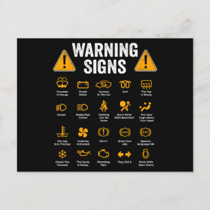 Funny Driving Warning Signs 101 Auto Mechanic Gift Feiertagspostkarte