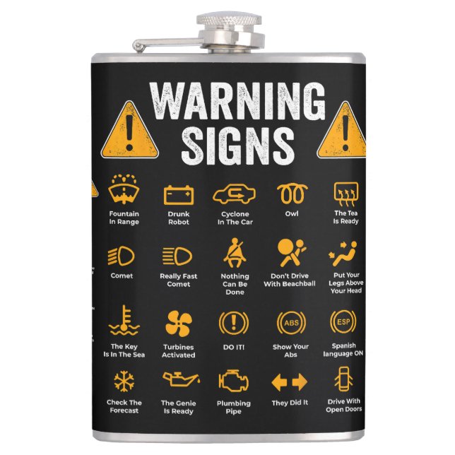 Funny Driving Warning Signs 101 Auto Mechanic Gift Flachmann (Vorderseite)