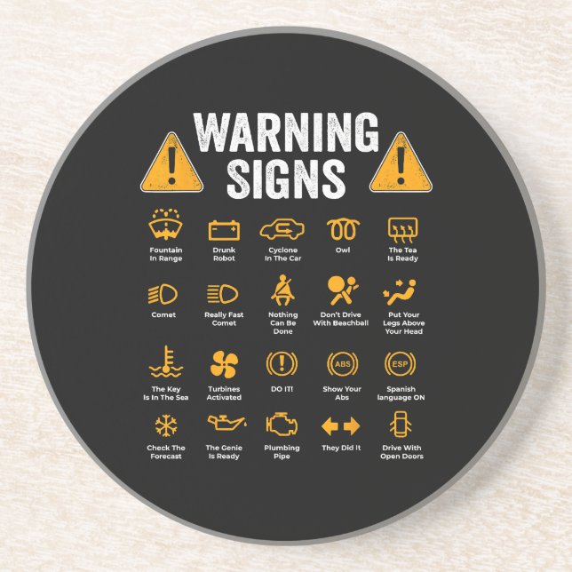 Funny Driving Warning Signs 101 Auto Mechanic Gift Getränkeuntersetzer (Vorne)