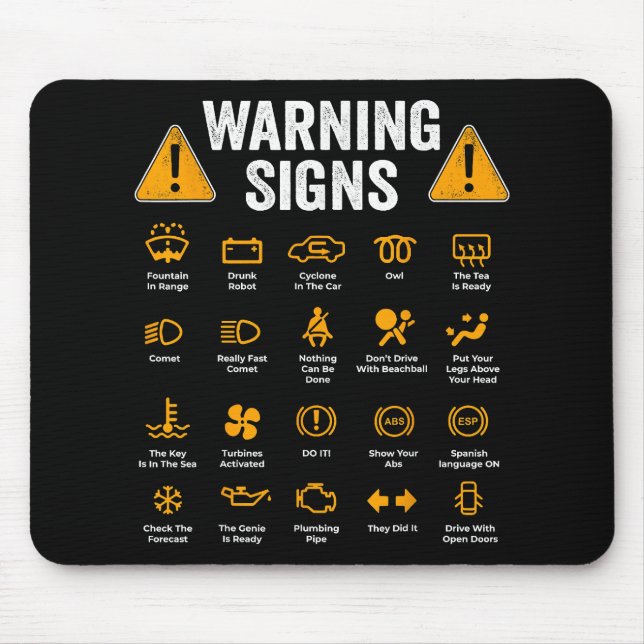Funny Driving Warning Signs 101 Auto Mechanic Gift Mousepad (Vorne)