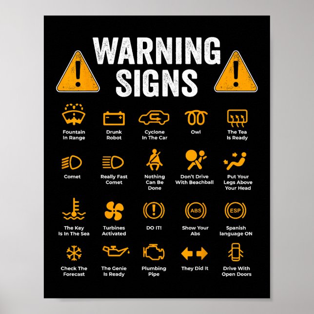 Funny Driving Warning Signs 101 Auto Mechanic Gift Poster (Vorne)