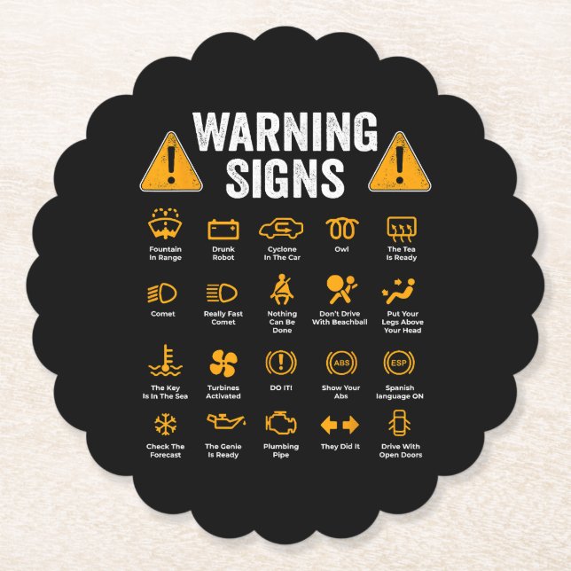 Funny Driving Warning Signs 101 Auto Mechanic Gift Untersetzer (Vorderseite)