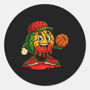 Funny Driving Watermelon Basketball Watermelon Da Runder Aufkleber