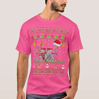 Funny Drum Music Lover Xmas Weihnachtsmannmütze Dr T-Shirt