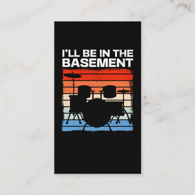 Funny Drum Set Retro Drummer Visitenkarte (Vorderseite)