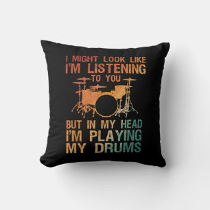 Funny Drummer Art for Men Drum Player Percus Kissen