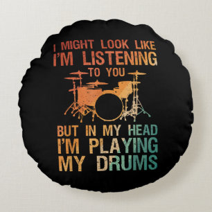 Funny Drummer Art for Men Drum Player Percus Rundes Kissen