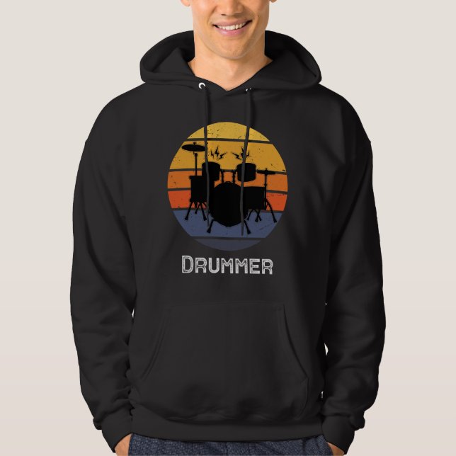 Funny Drummer Art for Men Drum Set Drumming Hoodie (Vorderseite)